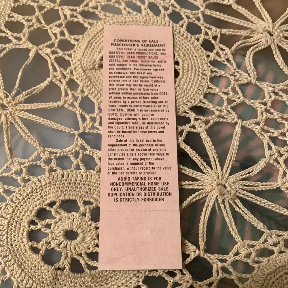 Grateful Dead Vintage Ticket 1992 May 29 Las Vegas Sam Boyd Silver Bowl complete